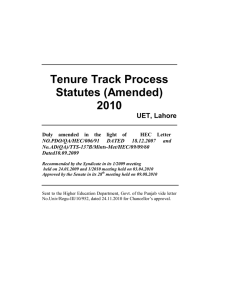 Tenure Track Process Statutes (Amended) 2010