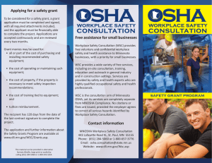 Brochure, Safety Grant Program, Minnesota OSHA Workplace Safety