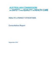 HEALTH LITERACY STOCKTAKE Consultation Report