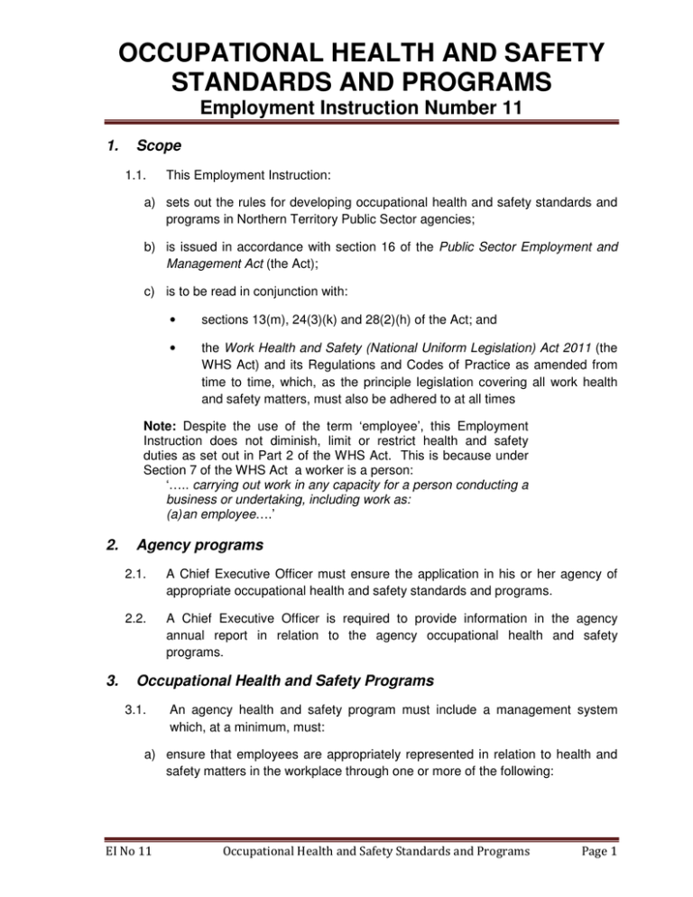 Occupational Health And Safety Standards And Programs