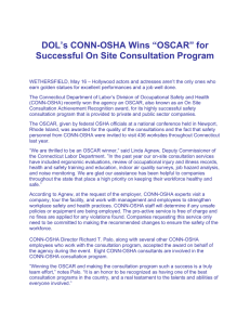 DOL`s CONN-OSHA Wins “OSCAR” - Connecticut Department of