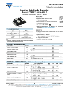 VS-GP250SA60S Insulated Gate Bipolar Transistor Trench PT IGBT