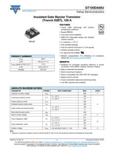 GT100DA60U Insulated Gate Bipolar Transistor (Trench IGBT), 100 A