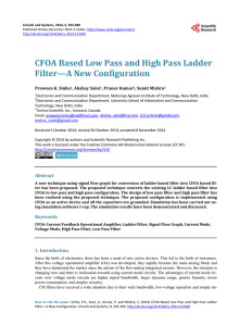 CFOA Based Low Pass and High Pass Ladder Filter—A New