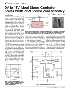 0V to 18V Ideal Diode Controller Saves Watts and Space over