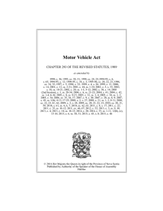 Motor Vehicle Act - The Nova Scotia Legislature