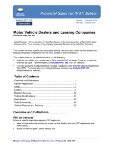 Motor Vehicle Dealers and Leasing Companies