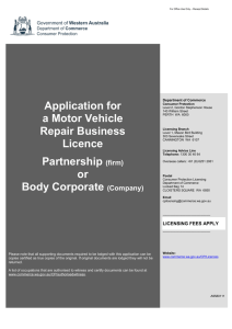 Application for a motor vehicle repair business licence application