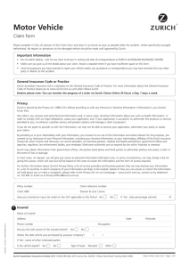 Motor Vehicle Claim Form