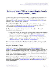 Release of Motor Vehicle Information for Service of