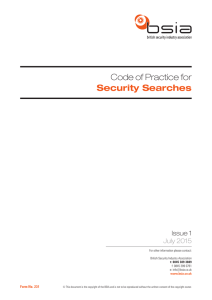 Code of Practice for Security Searches