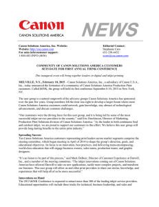 Canon Solutions America, Inc. Website: Editorial Contact: Website