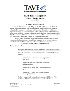 TAVE Risk Management Privacy Policy Notice