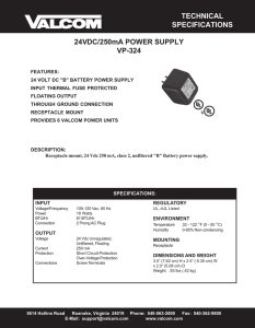 24VDC/250mA POWER SUPPLY VP-324 TECHNICAL