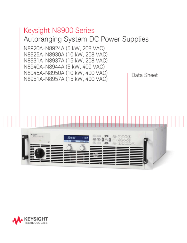 Keysight N8900 Series Autoranging System DC Power Supplies