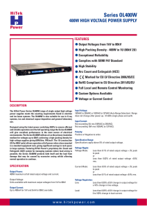 Technical datasheet on 400W high voltage power supply units