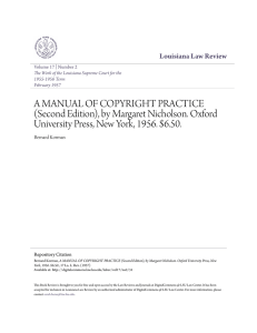A MANUAL OF COPYRIGHT PRACTICE (Second Edition), by