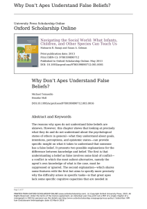 Why Don`t Apes Understand False Beliefs?