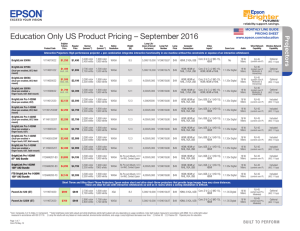 Education Only US Product Pricing – September 2016