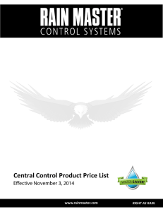 Product Price List Central Control Product Price List