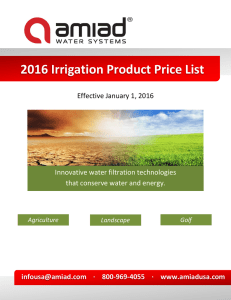 2016 Irrigation Product Price List