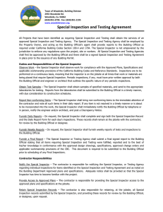 Special Inspection and Testing Agreement