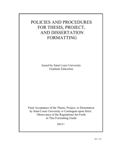 policies and procedures for thesis, project, and dissertation formatting