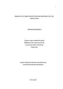 MODELING OF THREE PHASE INVERTER FOR PHOTOVOLTAIC