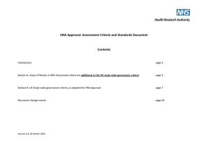 HRA Approval: Assessment Criteria and Standards Document