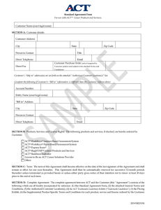 ACT Career Products and Services Standard Agreement Form