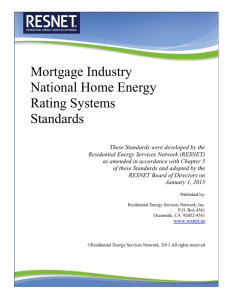 Mortgage Industry National Home Energy Rating Standards
