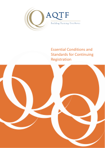 AQTF Essential Conditions and Standards for Continuing