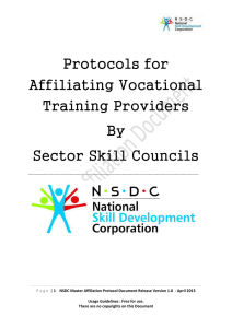 Protocols for Affiliating Vocational Training Providers By Sector Skill
