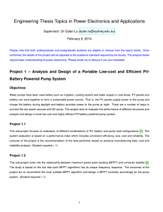Engineering Thesis Topics in Power Electronics and Applications