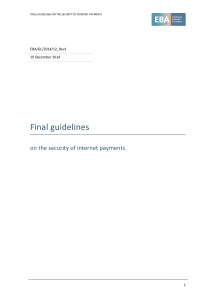 Final Guidelines on the security of internet payments