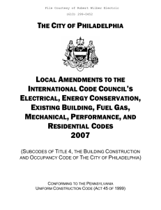 Philadelphia Building Code - Robert Wilber Electrical Contracting