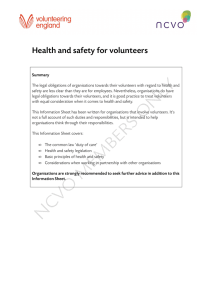 Health and safety for volunteers