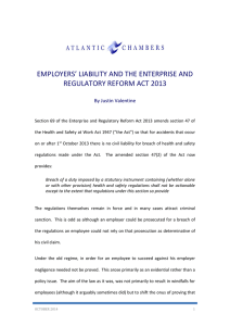 employers` liability and the enterprise and regulatory reform act 2013
