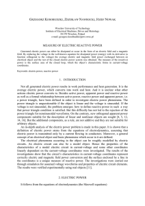 MEASURE OF ELECTRIC REACTIVE POWER 1. INTRODUCTION