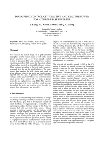 Decoupling control of the active and reactive power for a three