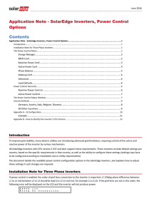 Application Note - SolarEdge Inverters, Power Control Options