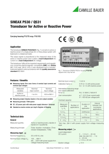 SINEAX P530 / Q531 Transducer for Active or Reactive Power