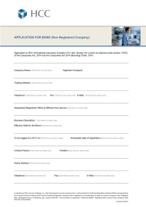 APPLICATION FOR BOND (Non-Registered Company)