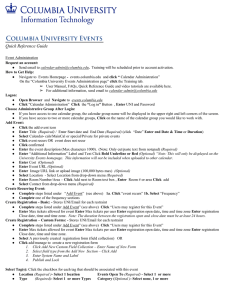 Quick Reference Guide - Columbia University Events Calendar