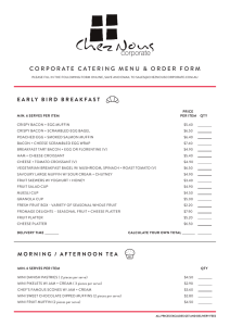 Corporate Menu + Order Form
