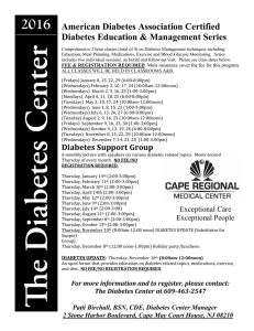 CRMC 2016 Diabetes Center Schedule