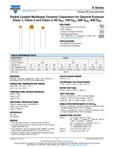 K Series Radial Leaded Multilayer Ceramic Capacitors for General