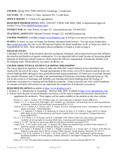 Limnology: FISH 5320/6320 Spring 2014 Pg. 1