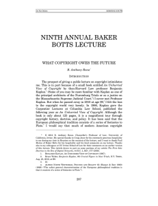 ninth AnnUAl BAker BottS leCtUre