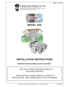 INSTALLATION INSTRUCTIONS MODEL X2D